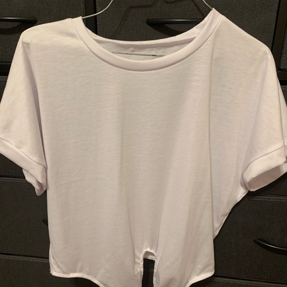 New White top!! Crop Top!! Bunched at the waste!! Medium